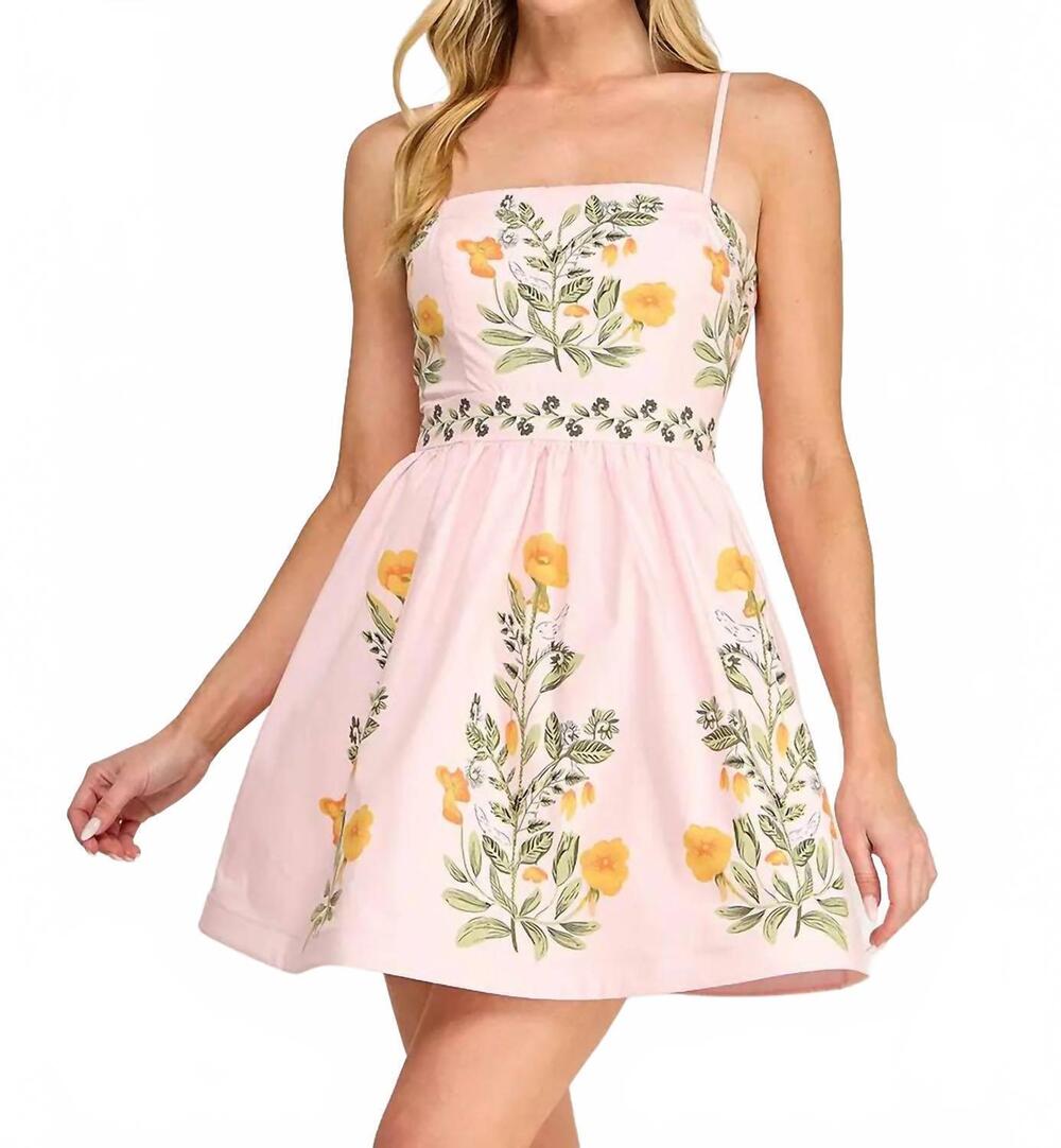 NEW THE VINTAGE SHOP botanical floral mini dress in pink